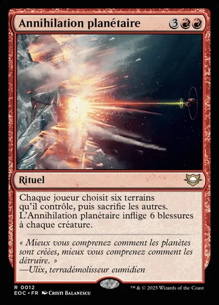 Annihilation planétaire, carte Magic EOC 12 — extension Edge of Eternities Commander