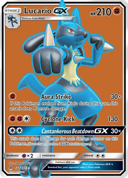 Lucario GX, Pokémon card FLI 122 — Forbidden Light set