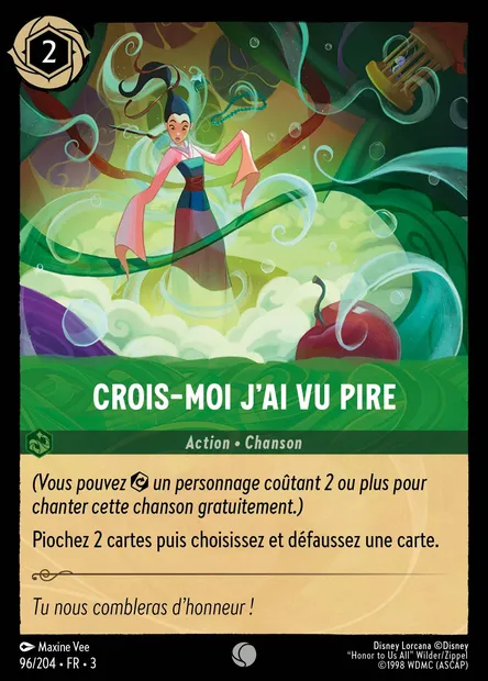 Crois-moi j'ai vu pire, carte Disney Lorcana CH3-096 — extension Les Terres d'Encres