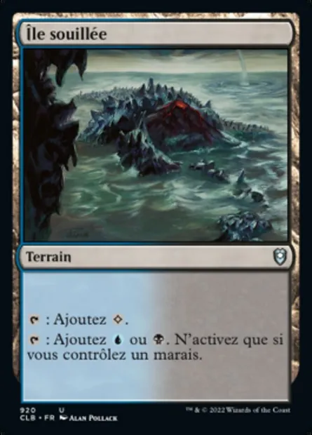 Île souillée, carte Magic CLB 920 — extension Commander Légendes : la bataille de la Porte de Baldur