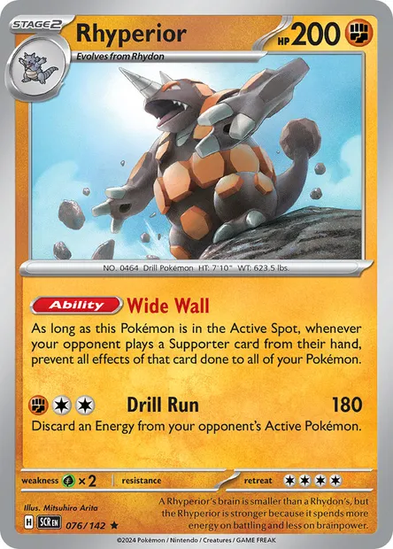 Rhyperior, Pokémon card SCR 076 — Stellar Crown set