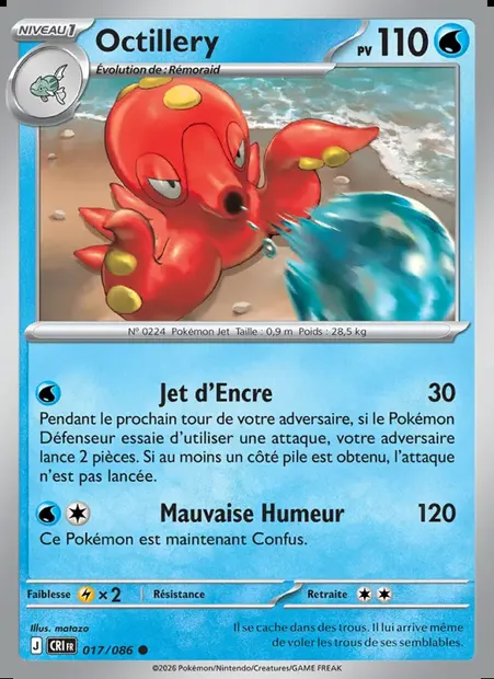 Octillery, carte Pokémon CRI 017 — extension Chaos Ascendant