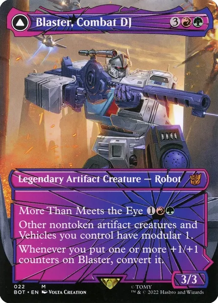 Blaster, Combat DJ // Blaster, Morale Booster, carte Magic BOT 22 — extension Transformers