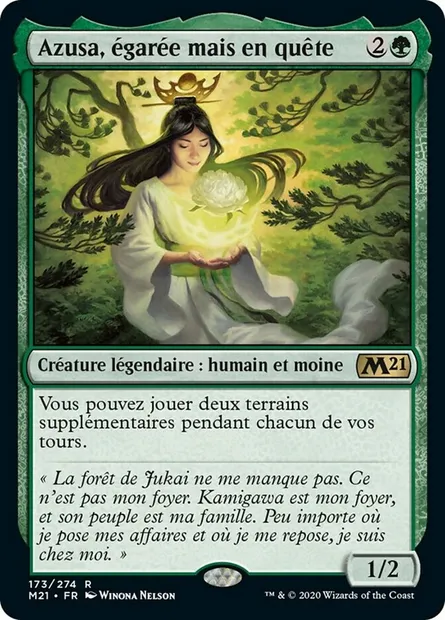 Azusa, égarée mais en quête, carte Magic M21 173 — extension Core Set 2021