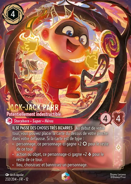 Jack-Jack Parr - Potentiellement indestructible, carte Disney Lorcana CH12-232 — extension Contrées Inconnues