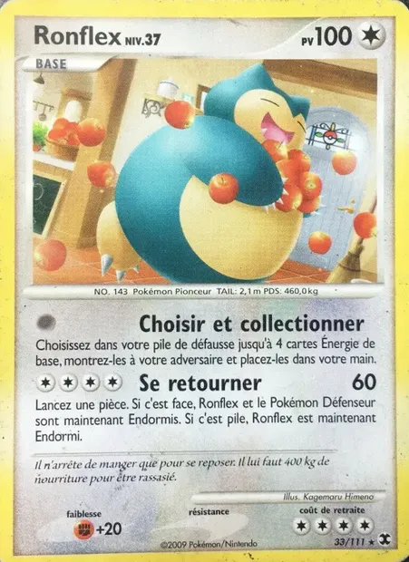 Ronflex Niv. 37, carte Pokémon RR 33 — extension Rivaux Émergeants