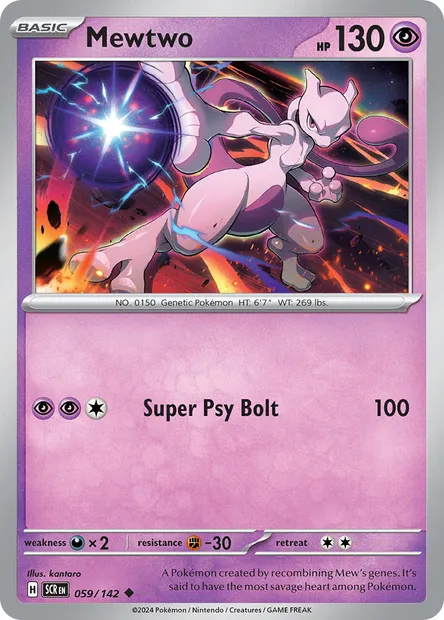 Mewtwo, Pokémon card SCR 059 — Stellar Crown set