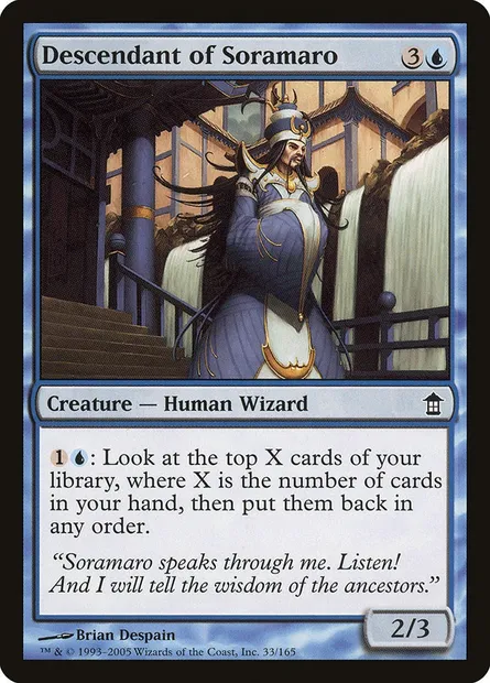 Descendant of Soramaro, Magic card SOK 33 — Saviors of Kamigawa set