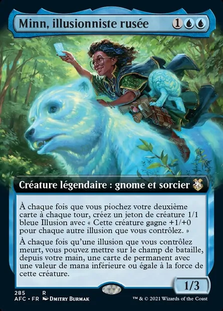 Minn, illusionniste rusée, carte Magic AFC 285 — extension Forgotten Realms Commander