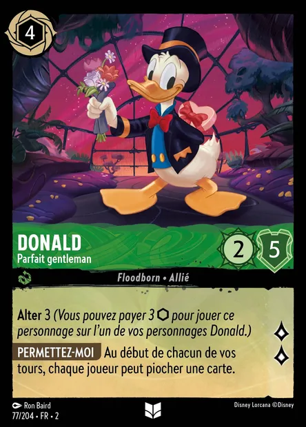 Donald - Parfait gentleman, carte Disney Lorcana CH2-077 — extension L'Ascension des Floodborn