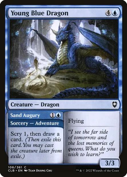 Young Blue Dragon // Sand Augury, Magic card CLB 106 — Commander Legends: Battle for Baldur's Gate set