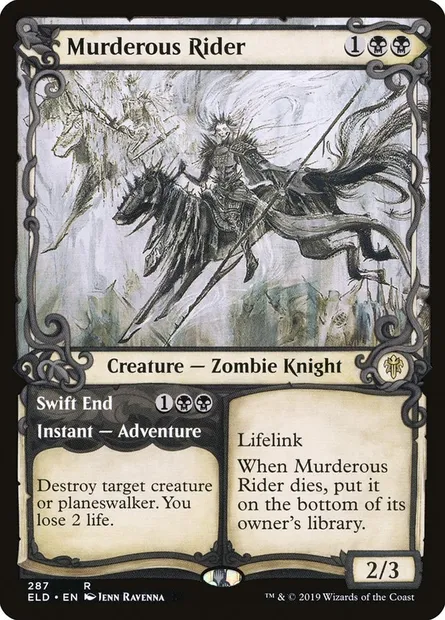 Murderous Rider // Swift End, Magic card ELD 287 — Throne of Eldraine set