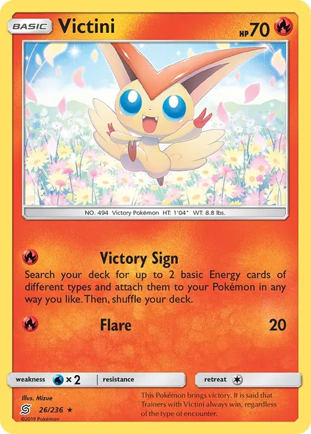 Victini, Pokémon card UNM 26 — Unified Minds set