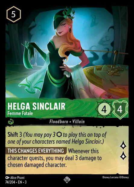 Helga Sinclair - Femme Fatale, Disney Lorcana card CH3-074 — Into the Inklands set