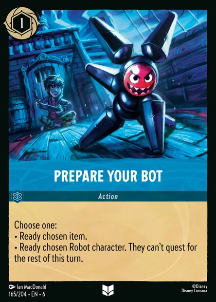 Prepare Your Bot, Disney Lorcana card CH6-165 — Azurite Sea set