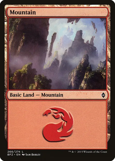 Mountain, Magic card BFZ 266a — Battle for Zendikar set