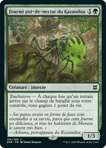 Fourmi pot-de-nectar du Kazandou, carte Magic ZNR 190 — extension Renaissance de Zendikar