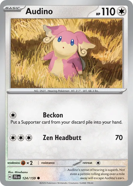 Audino, Pokémon card JTG 124 — Journey Together set