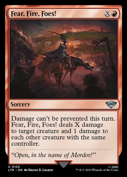 Fear, Fire, Foes!, Magic card LTR 125 — The Lord of the Rings: Tales of Middle-earth set