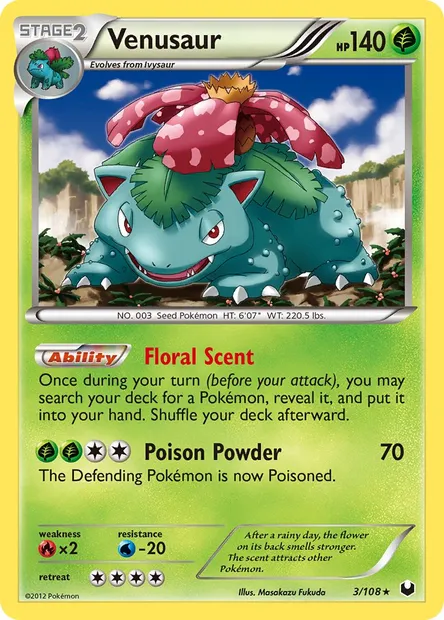 Venusaur, Pokémon card DEX 3 — Dark Explorers set
