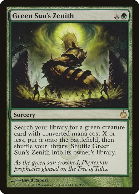 Green Sun's Zenith, Magic card MBS 81 — Mirrodin Besieged set