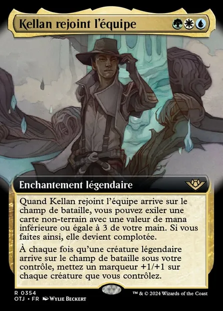 Kellan rejoint l'équipe, carte Magic OTJ 354 — extension Outlaws of Thunder Junction