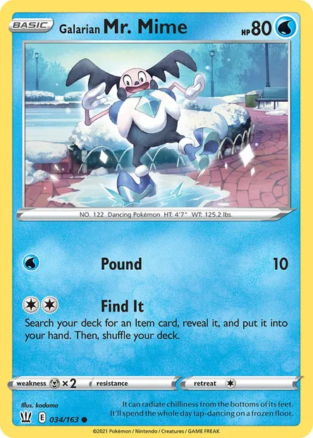 Galarian Mr. Mime, Pokémon card BST 34 — Battle Styles set