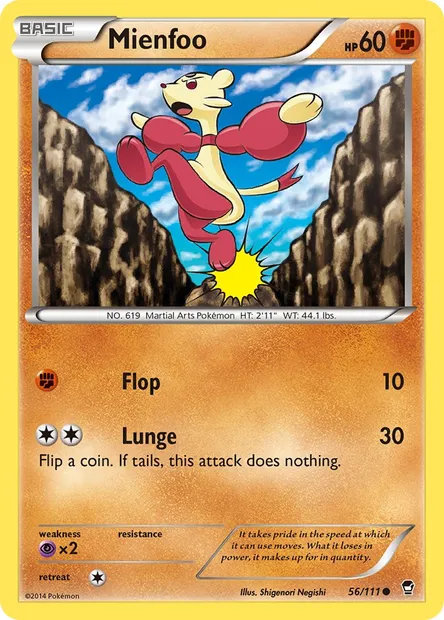 Mienfoo, Pokémon card FFI 56 — Furious Fists set