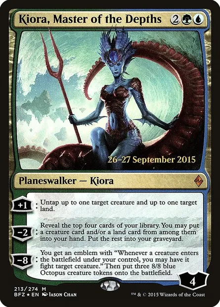 Kiora, Master of the Depths, Magic card PBFZ 213s — Battle for Zendikar Promos set