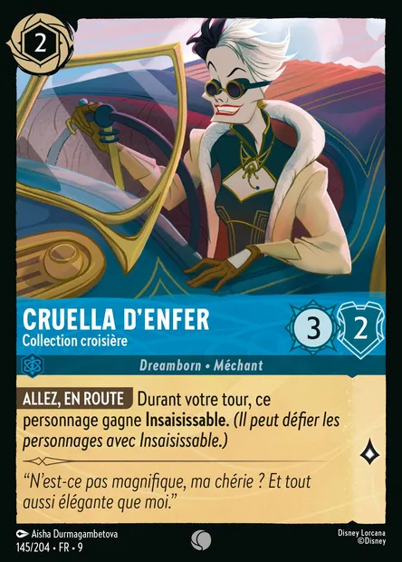 Cruella d'Enfer - Collection croisière, carte Disney Lorcana CH9-145 — extension Fabuleux
