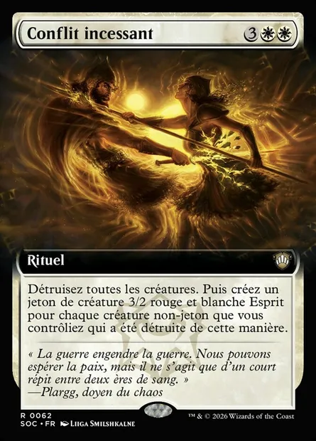 Conflit incessant, carte Magic SOC 62 — extension Secrets of Strixhaven Commander
