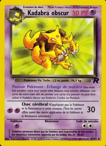 Kadabra obscur, carte Pokémon TR 39 — extension Team Rocket