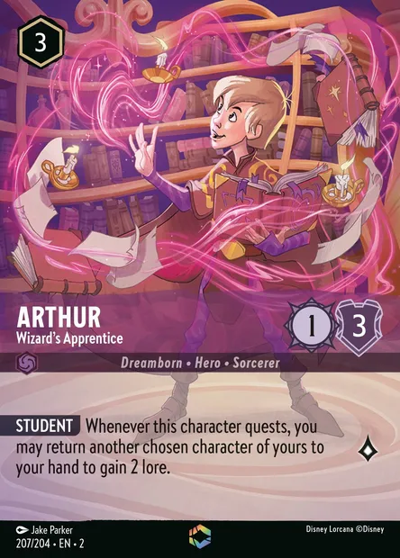 Arthur - Wizard's Apprentice, Disney Lorcana card CH2-207 — Rise of the Floodborn set