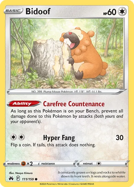 Bidoof, Pokémon card CRZ 111 — Crown Zenith set