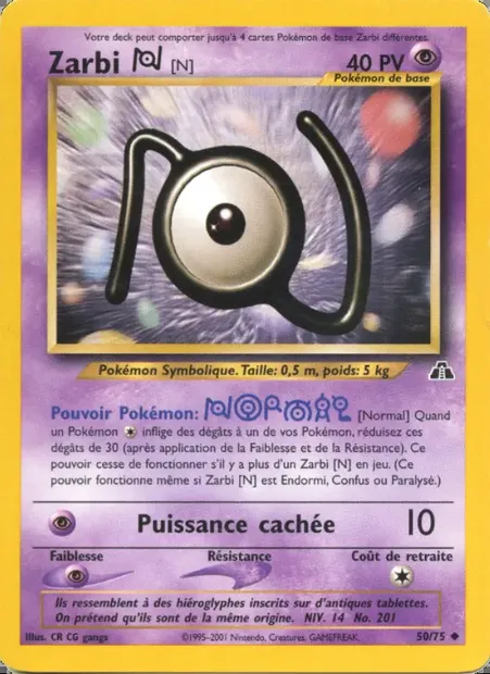Zarbi N, carte Pokémon ND 50 — extension Neo Discovery