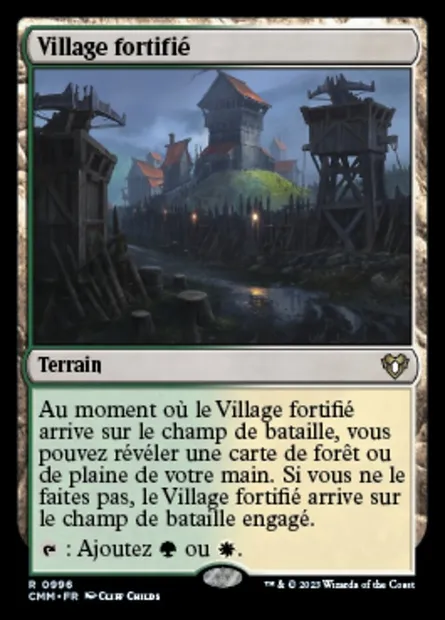 Village fortifié, carte Magic CMM 996 — extension Commander Masters