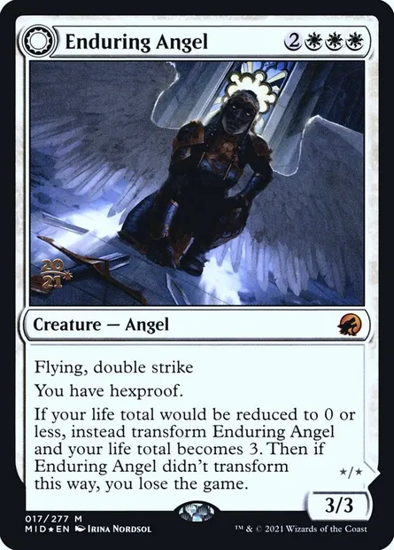 Enduring Angel // Angelic Enforcer, Magic card PMID 17s — Innistrad: Midnight Hunt Promos set