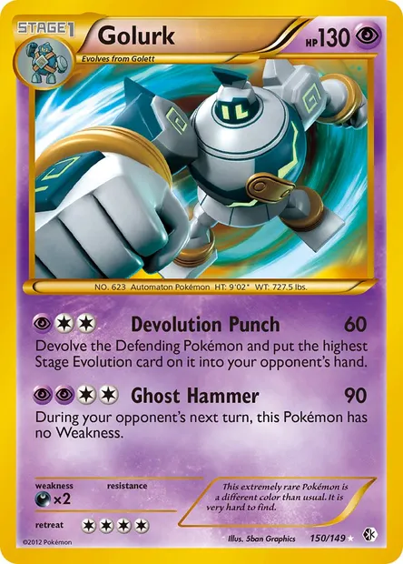 Golurk, Pokémon card BCR 150 — Boundaries Crossed set