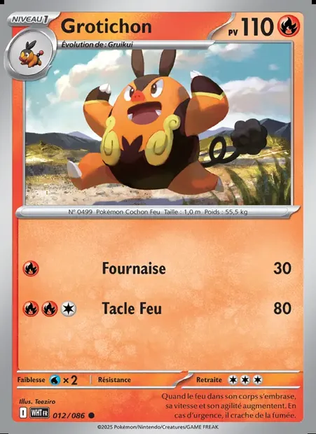 Grotichon, carte Pokémon WHT 012 — extension Flamme Blanche