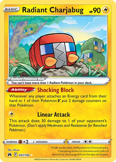 Radiant Charjabug, Pokémon card CRZ 051 — Crown Zenith set