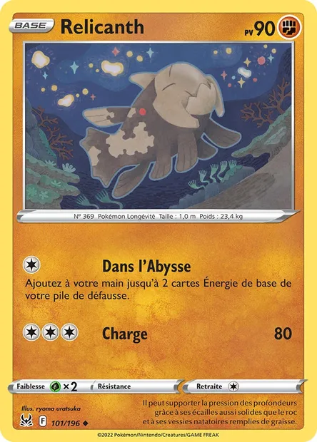 Relicanth, carte Pokémon LOR 101 — extension Origine Perdue