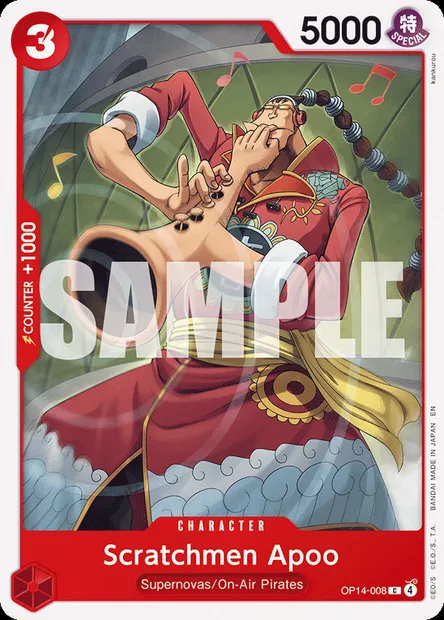 Scratchmen Apoo, One Piece card OP14-008 — THE AZURE SEA’S SEVEN set
