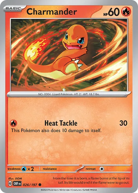 Charmander, Pokémon card OBF 026 — Obsidian Flames set