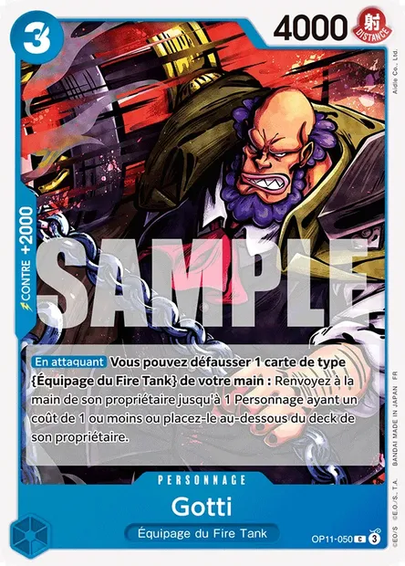 Gotti, carte One Piece OP11-050 — extension DES POINGS VIFS COMME L'ÉCLAIR