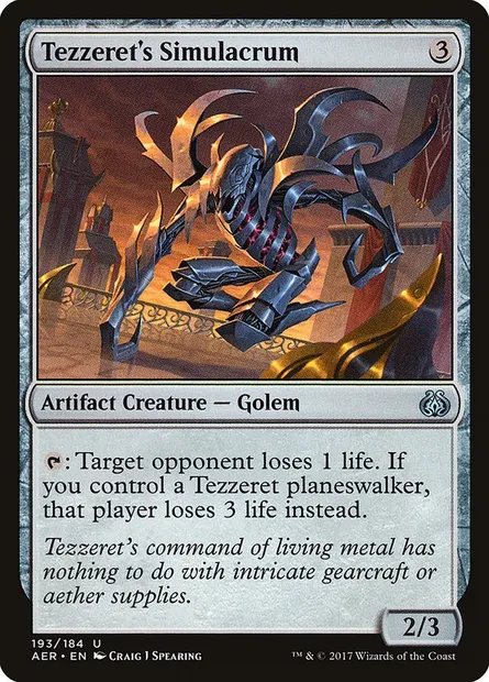 Tezzeret's Simulacrum, Magic card AER 193 — Aether Revolt set