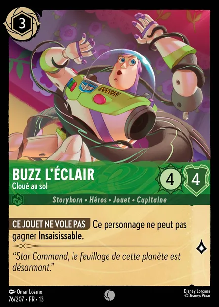 Buzz l'Éclair - Cloué au sol, carte Disney Lorcana CH13-076 — extension Invasion Epineuse!