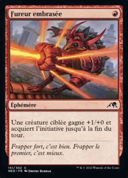 Fureur embrasée, carte Magic NEO 151 — extension Kamigawa: La Dynastie Néon