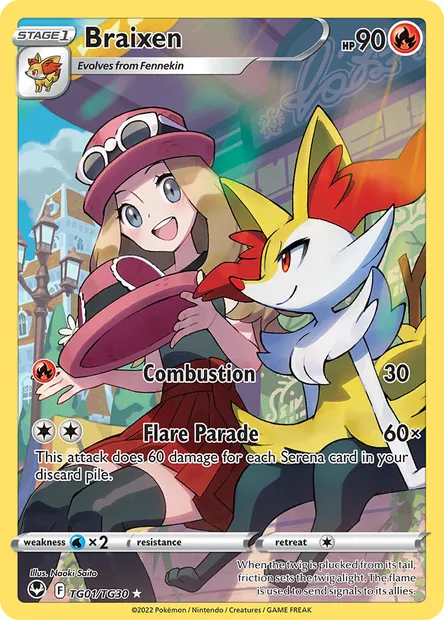 Braixen, Pokémon card SIT TG01 — Silver Tempest set