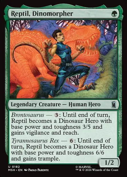 Reptil, Dinomorpher, Magic card MSH 182 — Marvel Super Heroes set