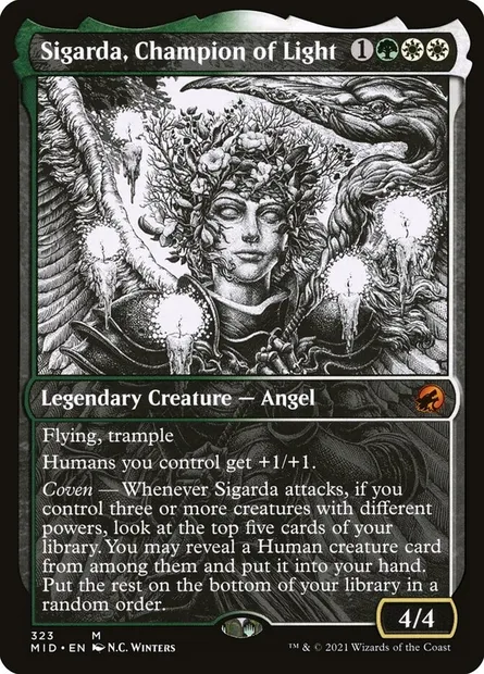 Sigarda, Champion of Light, Magic card MID 323 — Innistrad: Midnight Hunt set